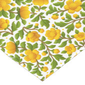 Yellow Floral Pattern with Elegant Botanical Style ショートテーブルランナー (コーナー)
