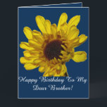 Yellow Floral Patterns Brother Birthday カード<br><div class="desc">Printed with beautiful image of yellow flower in blue background. Feel free to customize the messages as you wish!</div>