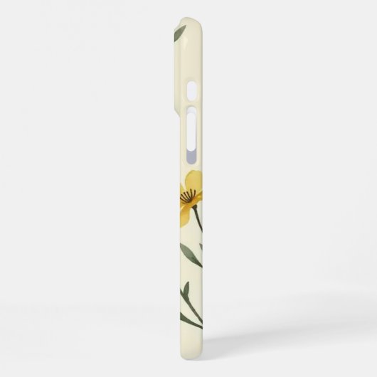 "Yellow Floral Phone Case iPhoneケース (左側面)