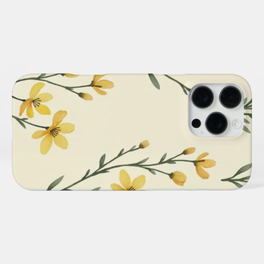 "Yellow Floral Phone Case iPhoneケース (裏面横)
