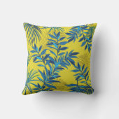 Yellow floral pillow with vibrant blue and green  クッション (裏面)