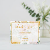  Yellow Floral Romantic Bridal Shower Thank You ポストカード (スタンド正面)
