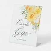 Yellow Floral Rose Cards & Gifts Wedding Table 台座サイン (正面)