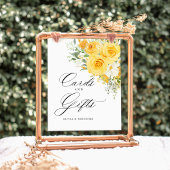 Yellow Floral Rose Cards & Gifts Wedding Table 台座サイン