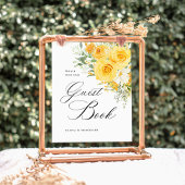 Yellow Floral Rose Guest Book Wedding Table 台座サイン
