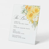 Yellow Floral Rose Wedding Bar Menu 台座サイン (正面)