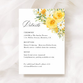 Yellow Floral Rose Wedding Details, Information エンクロージャーカード