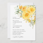 Yellow Floral Rose Wedding Invitation 招待状 (正面)