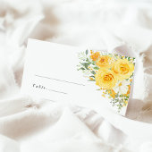 Yellow Floral Rose Wedding Name Place Card プレイスカード
