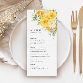 Yellow Floral Rose Wedding Reception Dinner Menu  メニュー