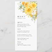 Yellow Floral Rose Wedding Reception Dinner Menu  メニュー (正面)