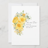 Yellow Floral Rose Wedding Save the Date セーブザデート (裏面)