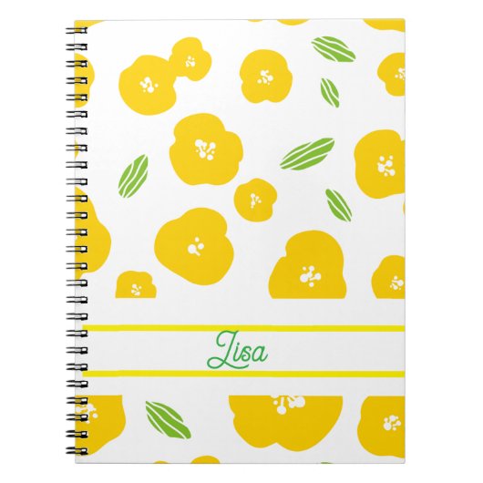 Yellow Floral Spiral Photo Notebook ノートブック (正面)