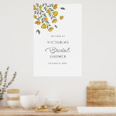 Yellow Floral Vine Bridal Shower Welcome Sign ポスター (キッチン)