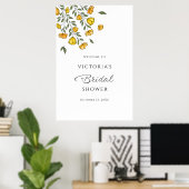Yellow Floral Vine Bridal Shower Welcome Sign ポスター (ホームオフィス)