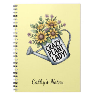Yellow Floral Watering Can Crazy Plant Lady ノートブック