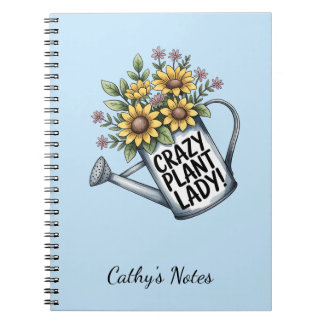 Yellow Floral Watering Can Crazy Plant Lady Notebo ノートブック