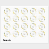 Yellow Floral Wedding Classic Round Sticker ラウンドシール (シート)