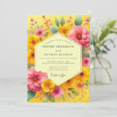 Yellow Floral Whimsy Wedding 招待状 (スタンド正面)