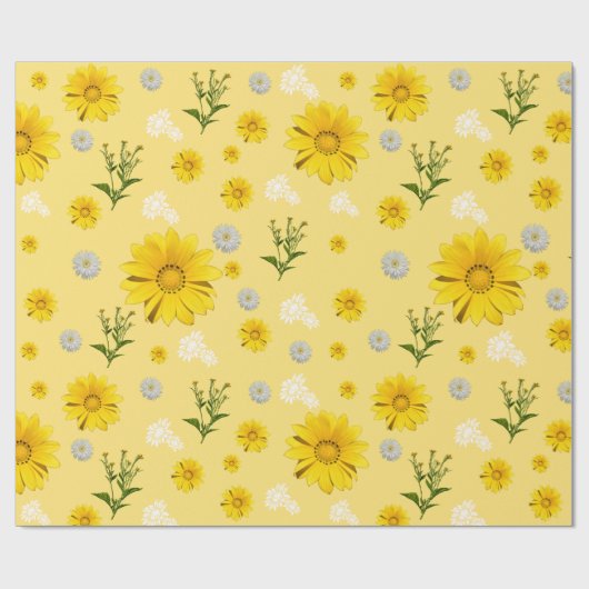 Yellow Floral Wrapping Paper ラッピングペーパー (フラット)
