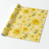 Yellow Floral Wrapping Paper ラッピングペーパー (アンロールド)