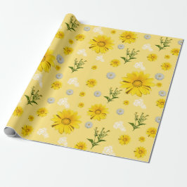Yellow Floral Wrapping Paper ラッピングペーパー