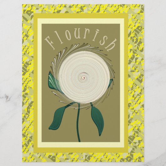 Yellow Flourish Flower Bulk Scrapbook Paper Pages チラシ (正面)