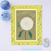 Yellow Flourish Flower Bulk Scrapbook Paper Pages チラシ (シングル)