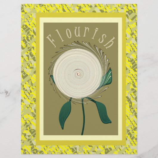 Yellow Flourish Flower Scrapbook Paper 2-Sided Pag (裏面)