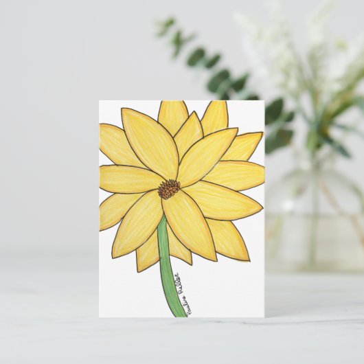 Yellow Flower- Blank Folded Greeting Card ポストカード (スタンド正面)