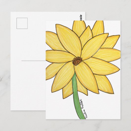 Yellow Flower- Blank Folded Greeting Card ポストカード (正面/裏面)