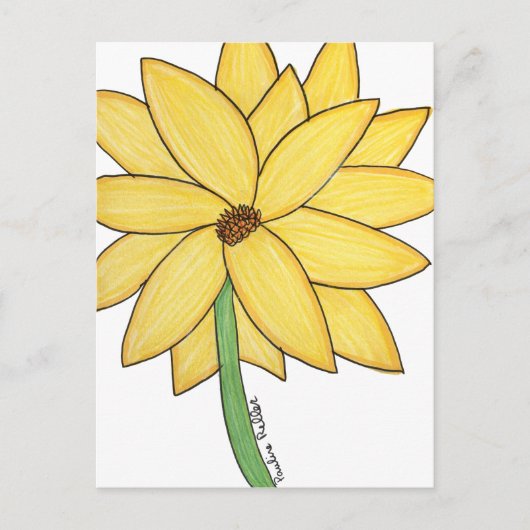 Yellow Flower- Blank Folded Greeting Card ポストカード (正面)