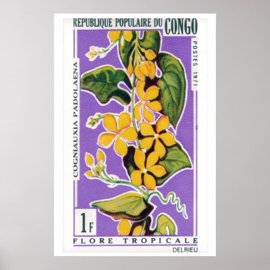 Yellow Flower Bunch - Vintage Congo Art - Postage ポスター (正面)