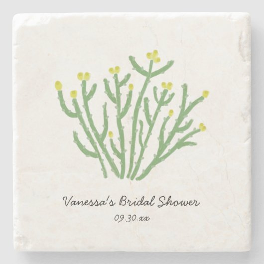 Yellow Flower Cholla Cactus Bridal Shower ストーンコースター (正面)