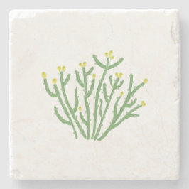 Yellow Flower Cholla Cactus Desert Stone Coaster ストーンコースター