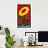 Yellow Flower Matchbox Art Print, Czech Vintage ポスター (ホームオフィス)