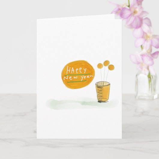 yellow　flower　new year カード (蘭)