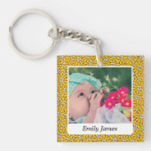 Yellow Flower Pattern Custom Photo Personalised キーホルダー (正面)