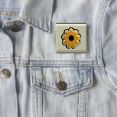 Yellow Flower Square Button – Modern Floral Design 缶バッジ (インサイチュ)