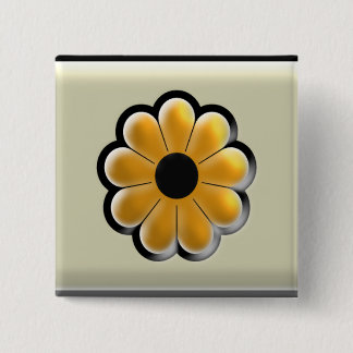 Yellow Flower Square Button – Modern Floral Design 缶バッジ