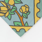 Yellow flower stamp pattern フリースブランケット (角)