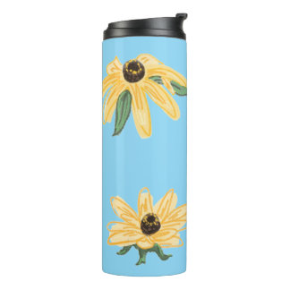 Yellow flower travel thermal mug タンブラー