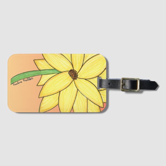Yellow Flower with orange background ラゲッジタグ (正面横)