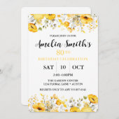 Yellow Flowers 80th Birthday Celebration 招待状 (正面/裏面)