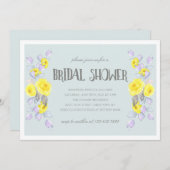 Yellow flowers and lilac foliage bridal shower 招待状 (正面/裏面)