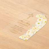 Yellow Flowers Arch First Communion アクリル招待状 (レイダウン)