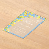 Yellow Flowers Arch on Blue Religious Wedding アクリル招待状 (レイダウン)