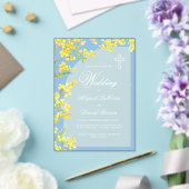 Yellow Flowers Arch on Blue Religious Wedding アクリル招待状 (インサイチュ (ウェディング))