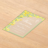 Yellow Flowers Arch on Green Religious Wedding アクリル招待状 (レイダウン)