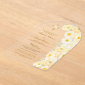 Yellow Flowers Arch Religious Wedding アクリル招待状 (レイダウン)